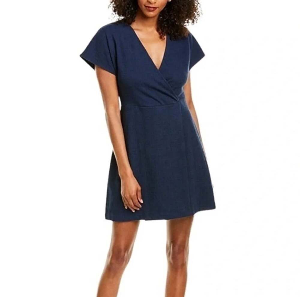 Madewell Cross Front Flutter Sleeve Mini Dress Navy XS Fits Like Small